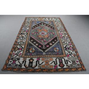 พรมขนาด 5.3x8.6 ฟุต, พรมตุรกีโบราณ, พรมลายดอกไม้สีน้ำเงิน - Product Image 1