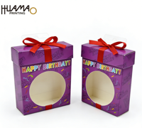 Boîte cadeau d'anniversaire personnalisée de luxe avec fenêtre, boîte d'emballage en papier pliable avec ruban pour savon fait main, bougie, jouet, cadeaux de fête
