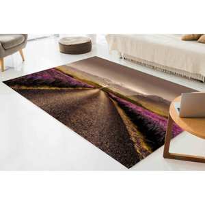 Alfombra con diseño de caminos de flores rosas: alfombra impresa con motivos de paisajes naturales, alfombra suave no tejida - Product Image 2