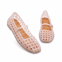 Sandales plates en plastique à bout carré style Jelly; Escarpins tendance à enfiler avec boucle; Sandales décontractées polyvalentes ajourées à bride unique pour l'été