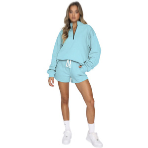 Ensemble de survêtement d'hiver deux pièces pour femmes |   Pantalon de sport, haut à capuche avec fermeture éclair |   Haute qualité 100% coton Écologique Respirant Décontracté - Product Image 6