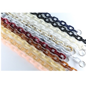 Cadena Ajustable Dorada Clásica de Aniversario para Mujer con Eslabones Ovalados de Resina Acrílica y Perlas Acrílicas, Diseño Grueso y Llamativo - Product Image 1