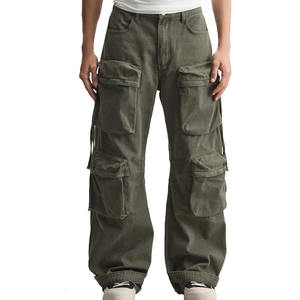 Pantalones cargo de mezclilla rectos para hombre, pantalones vaqueros de motorista, pantalones vaqueros azules holgados para hombre con bolsillos laterales, pantalones vaqueros de aspecto nuevo de alta calidad para hombre - Product Image 1