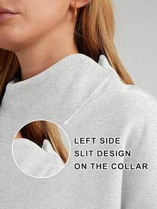 Sudadera de cuello alto para mujer Jersey informal de manga larga con cuello redondo elegante - Product Image 6