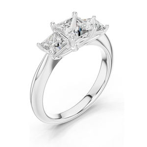 Anillo de Compromiso de 3 Piedras con Diamante de Laboratorio de 2.00 CT, Corte Princesa, Oro de 10KT, 14KT, 18KT y Plata 925, Oro Rosa, Amarillo, Blanco - Product Image 6