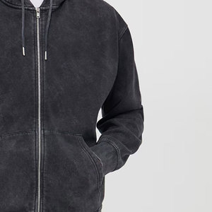 Sudadera con Capucha y Cremallera de Estilo Vintage para Hombre, MOVATEXTILES Basics, Lavado Ácido, 100% Algodón, para Ropa Urbana, para Invierno - Product Image 6