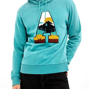 เสื้อมีฮู้ดปักลายสำหรับผู้ชายพิมพ์ดิจิตอลใส่สบายสีพื้นฤดูหนาว100% ผ้าฝ้ายย้อมสีล้วนจำนวนมาก - Product Image 5