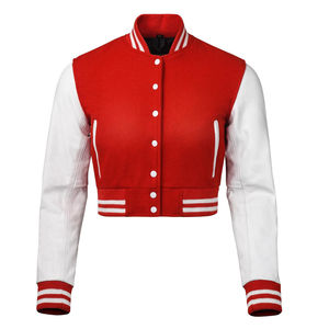 Veste courte universitaire de service OEM pour femmes et à la mode avec ourlet et poignets côtelés Marque privée Veste courte Varisty - Product Image 5