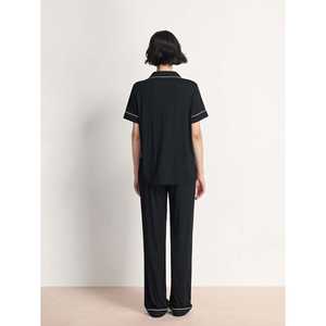 Ensemble de pyjama en tissu tricoté à rayures en bambou doux de qualité supérieure, style décontracté pour la saison printanière - Product Image 4