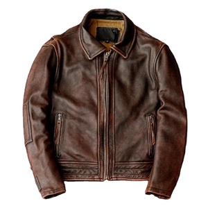Veste en cuir de mouton de marque vintage manteau en cuir véritable décontracté classique avec tissu en toile coupe-vent imperméable vêtements de motocycliste - Product Image 1