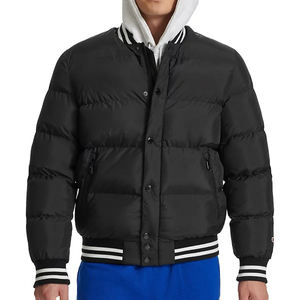 Veste matelassée à bulles pour homme avec logo personnalisé, noire, brillante, vintage, coupe-vent, écologique, rembourrée - Product Image 3