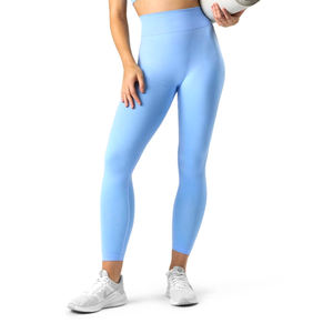 Women <b>Plus</b> <b>Size</b> Activewear Sky Blue Color Seamless Ribbed Lace <b>Belt</b> Sports Yoga Set Mid <b>Waist</b> Workout Leggings Gym Fitness - Product Image 5