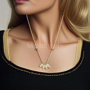 Stonewels Modern Elegant Gold <b>Jewelry</b> with Traditional <b>Lotus</b> Feature Delicate Diamond Set in Mangalsutra Style Trendy Stylish - Product Image 6