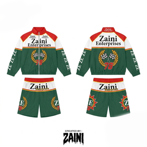 ชุดเซ็ตเสื้อแจ็คเก็ตกันลมพรีเมียมสำหรับฤดูหนาว แบบมีฮู้ด ปักลาย 110 GSM ผลิตจากโพลีเอสเตอร์ทาสลอน สีเขียว ขาว แดง  พร้อมปักโลโก้ตามสั่ง รับผลิตแบบ OEM - Product Image 1