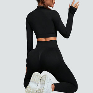 Trendin 'Custom Private Label Taille élastique Ensemble de yoga pour femmes Impression entièrement personnalisée Ensemble de yoga pour femmes de couleur unie - Product Image 5