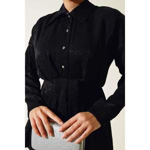 Ensemble 2 pièces brillant à moitié boutonné noir - Product Image 4