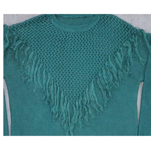 เสื้อสเวตเตอร์ผู้หญิงแขนยาว คอทรงกลม ลายแจ็คการ์ด ผ้าผสมขนสัตว์/ไนลอน แต่งระบายด้านหน้า สไตล์วินเทจ - Product Image 2