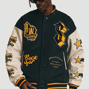 OEM personalizado de talla grande de los hombres Bomber chaqueta de béisbol parches personalizados bordado Logo Letterman Varsity chaquetas para hombre - Product Image 4