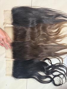 Vente en gros 100% brut 4x4 fermeture ondulée couleur naturelle cuticule alignée vague profonde temple indien extensions de cheveux humains non transformés - Product Image 3