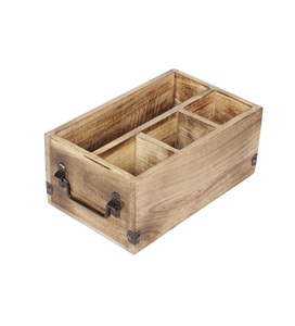 Porte-ustensiles de cuisine en bois avec 4 compartiments Organisateur d'ustensiles en bois pour couverts, serviettes, tasses, cadeaux pour la fête des mères - Product Image 1