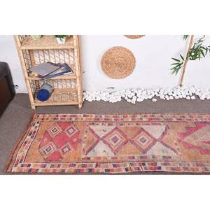 Tapis Vintage Turc Bohème Rouge Beige Patchwork Design Classique Écologique Pile Moyenne Grande Surface 2.4 X 12.3ft Rectangle Laine - Product Image 5