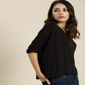 Women's V-Neck Short Sleeve Casual Oversize T shirt High Quality Fabric Available in Various Sizes Made in India - Product Image 5