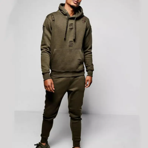 Survêtements de jogging d'entraînement personnalisés unisexe à broderie pour hommes coupe ajustée 100% coton sweat cargo sweats à capuche et sweat-shirts pour hommes - Product Image 5