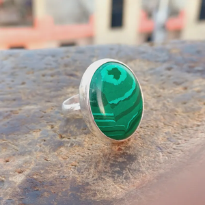 Bague en pierres précieuses malachite naturelle Bagues en argent sterling 925 Vente en gros de bijoux fins en argent - Product Image 2