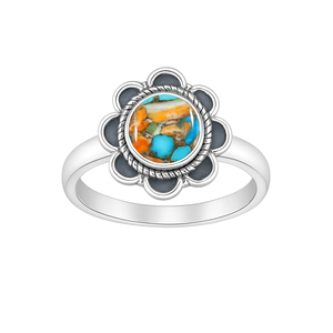 Trendy Wholesale Bulk Spiny Oyster <b>Turquoise</b> Sterling Silver Rhodium Bohemian Navajo Handmade Gemstone Engagement Wedding <b>Ring</b> - Product Image 5