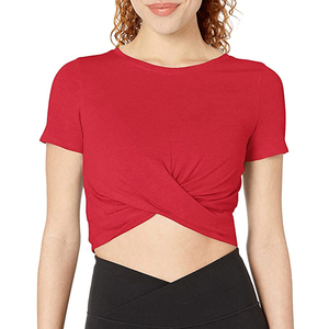 Popular Design Gym Cotton Light Color Short Sleeve <b>Crop</b> <b>Top</b> T Shirts Breathable O Neck T Shirts for Sale - Product Image 1
