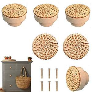 High Quality Handwoven Rattan Round <b>Coasters</b> <b>with</b> <b>Holder</b> Classic Pottery Insulated Heat Woven Placemats Eco-Friendly <b>Coaster</b> <b>Set</b> - Product Image 5