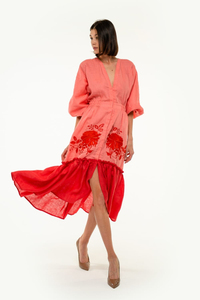 ชุดเดรสผ้าฝ้ายปักลายสำหรับผู้หญิงชุดเดรสยาวถึงข้อเท้าแขนยาวสไตล์งานปาร์ตี้หรูหราขนาด4XL - Product Image 4