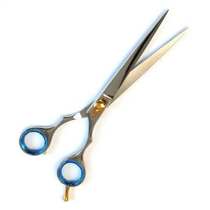 Ciseaux de toilettage pour cheveux de chat en acier inoxydable avec vis réglable en or Finition miroir - Product Image 2