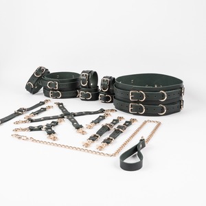Juego de sujeción BDSM de 16 piezas, diferentes colores y opciones de hardware, cinturón de cintura y puños de muslo, cuero de vaca real, - Product Image 2