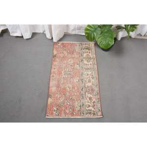 พรมขนสัตว์ตุรกีสีส้มและสีเบจ1.8ชิ้นสไตล์วินเทจผ้าทอแบบเรียบดีไซน์เย็บปะติดปะต่อกันสำหรับตกแต่งห้องนั่งเล่น - Product Image 1