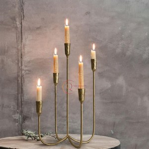 Unique Design Metal Candelabra Tabletop Church Religious 5 Arms Rustic <b>Gold</b> Color <b>Candle</b> Jar And <b>Stick</b> Holder Hot Selling - Product Image 5