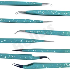 Pince à épiler en acier inoxydable à pointes multiples en fibres bleues douces et élégantes pour salon de beauté professionnel - Product Image 4