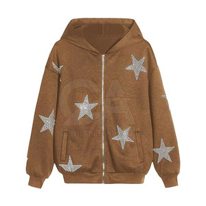 Wholesale Custom Bling <b>Rhinestone</b> Hoodies for Women Zip-Up Custom Options Available In Adult Size - Product Image 1