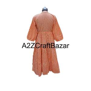 Elegante Vestido Midi Himanshi de Algodón Hecho a Mano en India, Cómodo para el Verano, Informal, para Fiestas, Uso Diario para Mujer - Product Image 6