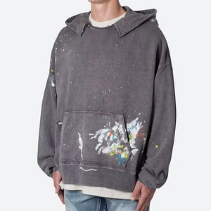 เสื้อฮู้ดผ้าคอตตอนโอเวอร์ไซส์สำหรับผู้ชายเสื้อฮู้ดน้ำหนักสะพายไหล่แบบปรับแต่งได้สำหรับฤดูใบไม้ร่วงและ100% - Product Image 1