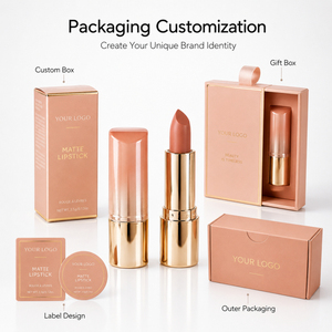 Rouge à lèvres nude abricot personnalisé avec logo, tube or <span class=keywords><strong>rose</strong></span>, fini mat velours, longue tenue, végétalien, fournisseur OEM de maquillage - Product Image 4