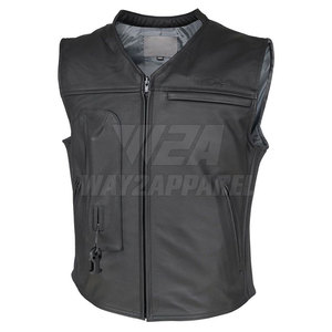 Gilet en cuir personnalisé pour hommes Gilet en cuir pour motards durable avec logo OEM disponible en vente en gros - Product Image 1