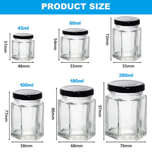 Hot bán 60 ml rõ ràng rỗng sáu lục giác thủy tinh trong suốt kín Jar cho thực phẩm mật ong Jar - Product Image 5