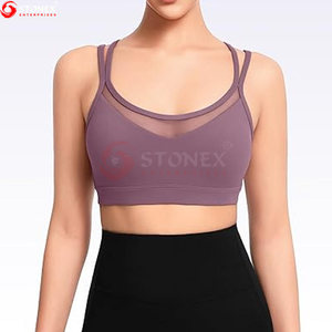 Vente en gros Soutien-gorge de sport à soutien élevé pour femmes Coussinets amovibles Matériau Spandex/Nylon Confortable Nouveau design Couleur unique pour le yoga - Product Image 3