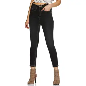 女性の黒のスキニーストレッチジーンズパンツ女性新しいファッションレギンス安いカスタマイズされた刺Embroideryデニムペンシルジーンズ女性のための