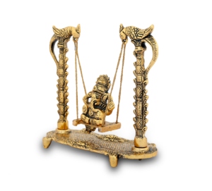 Miễn phí vận chuyển handmade Big Brass kim loại Ganesh trên một Swing thần tượng Hindu thần ganpati trên jhula Ganesh điêu khắc ganpati murti Ấn Độ - Product Image 5