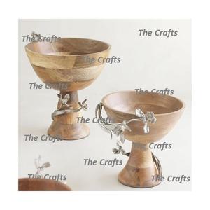 Juego de dos cuencos de madera para servir, tamaño personalizado, forma redonda, cuenco para servir postres de chocolate al mejor precio - Product Image 2