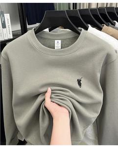 Sudadera con Capucha de Estilo Americano para Hombre, de Algodón, Tejida, con Estampado Animal, Logotipo de Caballito Bordado, Cuello Redondo, Manga Larga, para Primavera y Otoño - Product Image 5