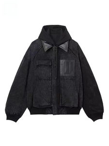 Chaqueta Vaquera con Capucha y Cremallera con Logotipo Personalizado para Hombre, una Nueva Chaqueta Acolchada de Algodón de Dos Piezas, Elegante y Retro - Product Image 2