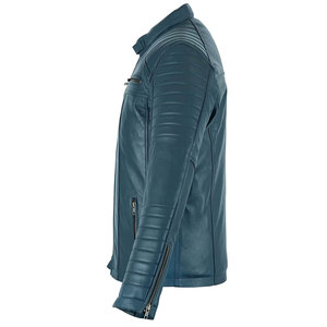 Chaqueta de Cuero Casual para Hombre, Diseño Clásico, Transpirable y de Secado Rápido, Ideal para el Uso Diario en Invierno, Color Azul, Fabricada en Fábrica - Product Image 4